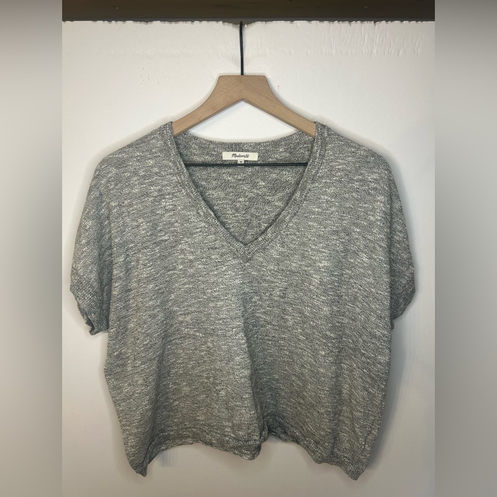Madewell Women’s V Neck Paulson Sweater Tee in Marled Storm, Size Medium - Picture 5 of 11